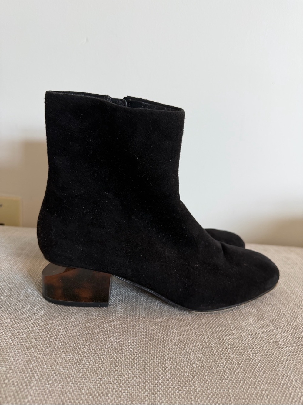 Alexander Wang Black Suede Ankle Boots with Block Heel Size 371/2